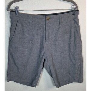 Vissla Mens Hybrid Shorts 31 Gray Chambray‎ Stretch Surf Casual 8.5" Inseam